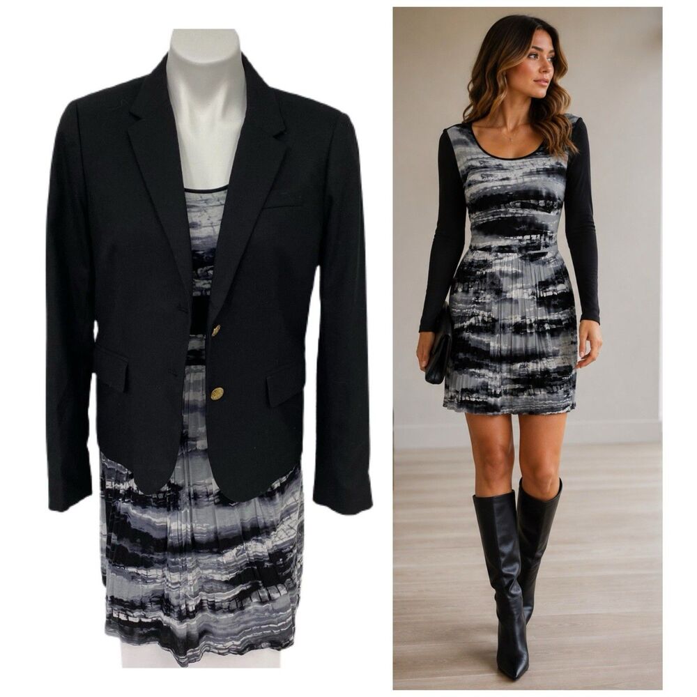 Kensie Dress Womens Size 8 Lot Blazer Work Office Black Wool Blend Church Date